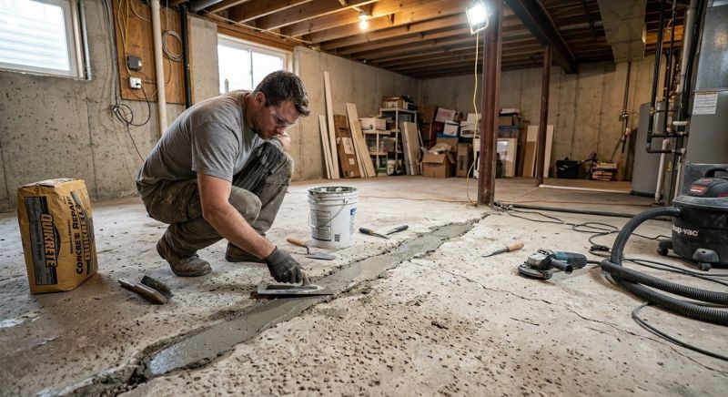 Cracked Basement Floor Repair in Stafford County, VA